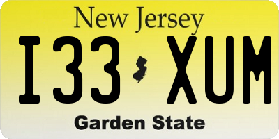 NJ license plate I33XUM