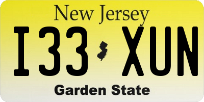 NJ license plate I33XUN