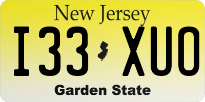 NJ license plate I33XUO