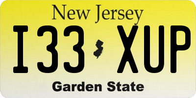 NJ license plate I33XUP