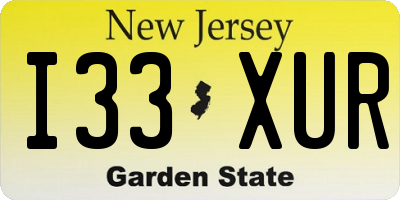 NJ license plate I33XUR