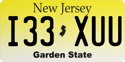 NJ license plate I33XUU