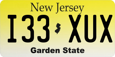 NJ license plate I33XUX