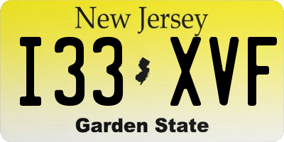 NJ license plate I33XVF