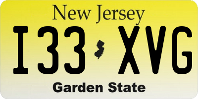 NJ license plate I33XVG