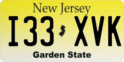 NJ license plate I33XVK