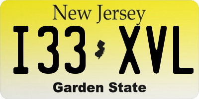 NJ license plate I33XVL