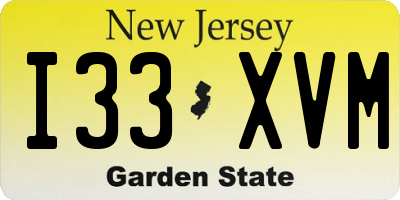 NJ license plate I33XVM