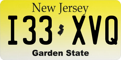 NJ license plate I33XVQ