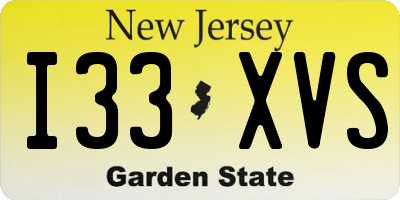 NJ license plate I33XVS