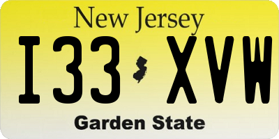 NJ license plate I33XVW
