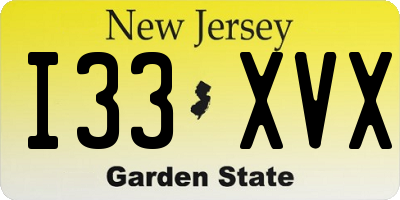 NJ license plate I33XVX