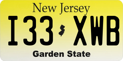 NJ license plate I33XWB