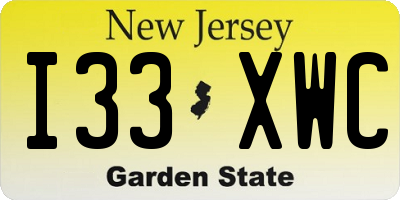 NJ license plate I33XWC