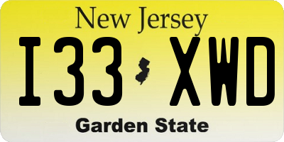 NJ license plate I33XWD