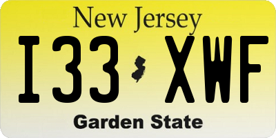 NJ license plate I33XWF