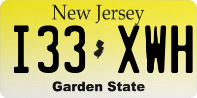 NJ license plate I33XWH