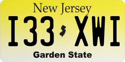 NJ license plate I33XWI