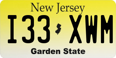 NJ license plate I33XWM