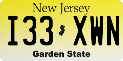 NJ license plate I33XWN