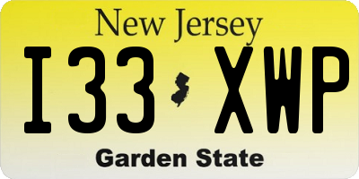NJ license plate I33XWP