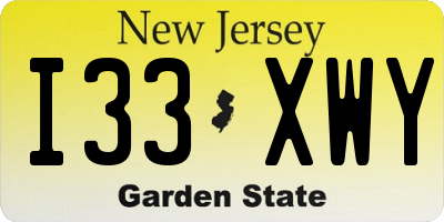 NJ license plate I33XWY