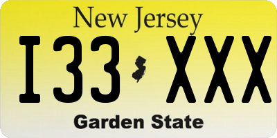 NJ license plate I33XXX