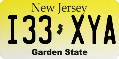 NJ license plate I33XYA