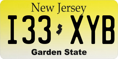 NJ license plate I33XYB