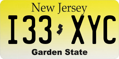 NJ license plate I33XYC
