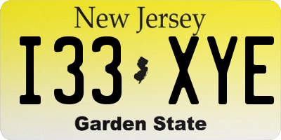 NJ license plate I33XYE