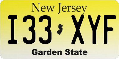 NJ license plate I33XYF