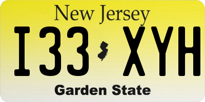 NJ license plate I33XYH