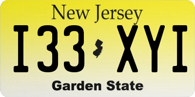 NJ license plate I33XYI
