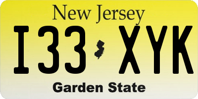 NJ license plate I33XYK