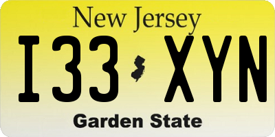 NJ license plate I33XYN
