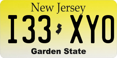 NJ license plate I33XYO