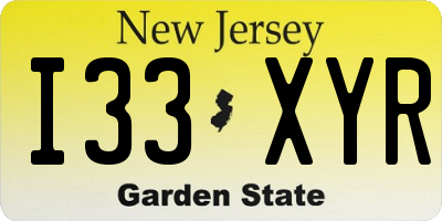 NJ license plate I33XYR