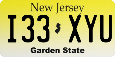 NJ license plate I33XYU