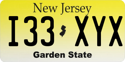 NJ license plate I33XYX