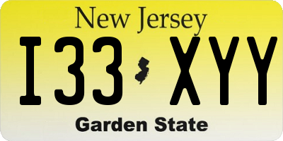 NJ license plate I33XYY