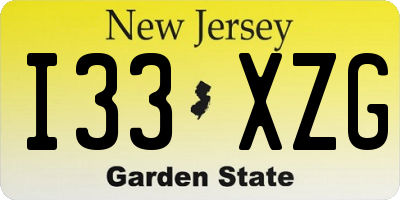 NJ license plate I33XZG