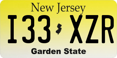 NJ license plate I33XZR