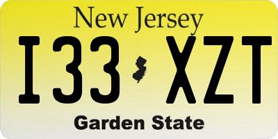 NJ license plate I33XZT