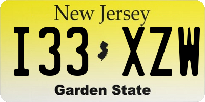 NJ license plate I33XZW