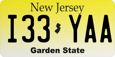 NJ license plate I33YAA
