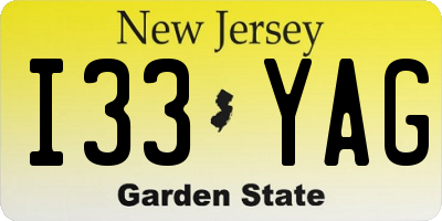 NJ license plate I33YAG