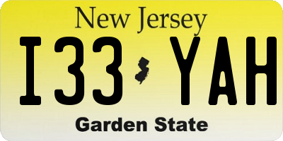 NJ license plate I33YAH