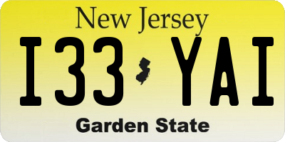 NJ license plate I33YAI