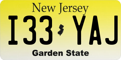NJ license plate I33YAJ